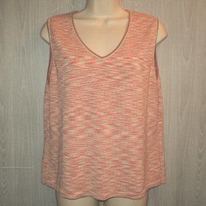 Jones Wear Knit Tank Top Size XL Variegated Peach, Salmon, Tan, Cream V Neck